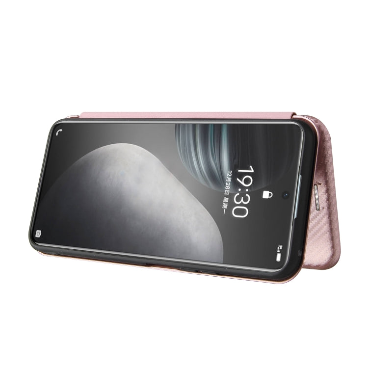 For vivo Y51 2020 Carbon Fiber Texture Horizontal Flip TPU + PC + PU Leather Case with Card Slot(Pink) - vivo Cases by buy2fix | Online Shopping UK | buy2fix