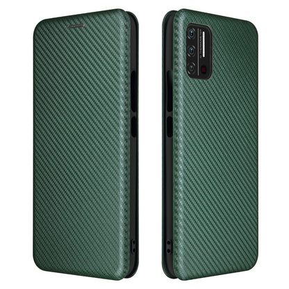 For UMIDIGI A7S Carbon Fiber Texture Horizontal Flip TPU + PC + PU Leather Case with Card Slot(Green) - More Brand by buy2fix | Online Shopping UK | buy2fix