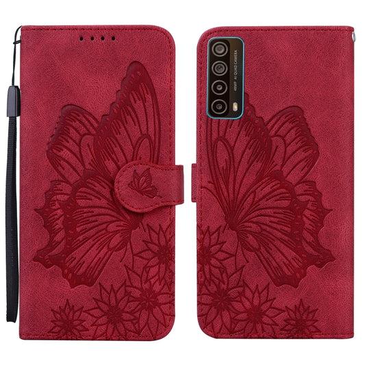 For Huawei P Smart 2021 Retro Skin Feel Butterflies Embossing Horizontal Flip Leather Case with Holder & Card Slots & Wallet(Red) - Huawei Cases by buy2fix | Online Shopping UK | buy2fix