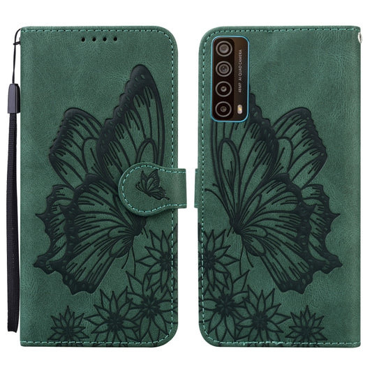 For Huawei P Smart 2021 Retro Skin Feel Butterflies Embossing Horizontal Flip Leather Case with Holder & Card Slots & Wallet(Green) - Huawei Cases by buy2fix | Online Shopping UK | buy2fix