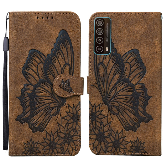For Huawei P Smart 2021 Retro Skin Feel Butterflies Embossing Horizontal Flip Leather Case with Holder & Card Slots & Wallet(Brown) - Huawei Cases by buy2fix | Online Shopping UK | buy2fix