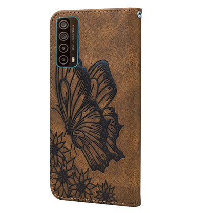 For Huawei P Smart 2021 Retro Skin Feel Butterflies Embossing Horizontal Flip Leather Case with Holder & Card Slots & Wallet(Brown) - Huawei Cases by buy2fix | Online Shopping UK | buy2fix