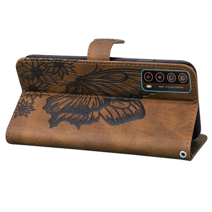 For Huawei P Smart 2021 Retro Skin Feel Butterflies Embossing Horizontal Flip Leather Case with Holder & Card Slots & Wallet(Brown) - Huawei Cases by buy2fix | Online Shopping UK | buy2fix