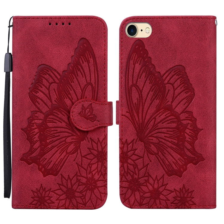 Retro Skin Feel Butterflies Embossing Horizontal Flip Leather Case with Holder & Card Slots & Wallet For iPhone 6 / 6s(Red) - More iPhone Cases by buy2fix | Online Shopping UK | buy2fix