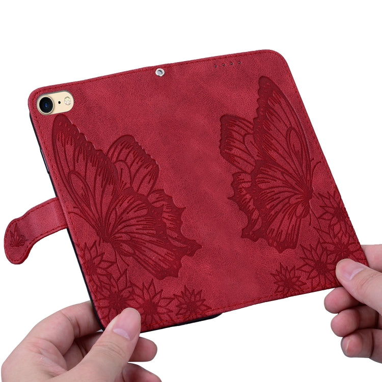 Retro Skin Feel Butterflies Embossing Horizontal Flip Leather Case with Holder & Card Slots & Wallet For iPhone 6 / 6s(Red) - More iPhone Cases by buy2fix | Online Shopping UK | buy2fix