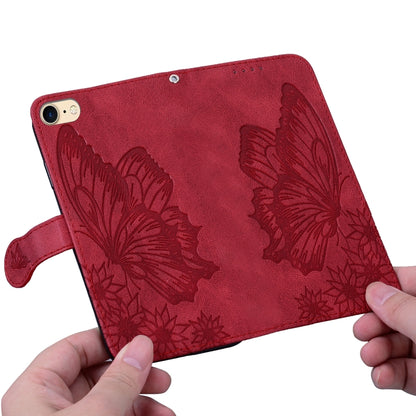 Retro Skin Feel Butterflies Embossing Horizontal Flip Leather Case with Holder & Card Slots & Wallet For iPhone 6 / 6s(Red) - More iPhone Cases by buy2fix | Online Shopping UK | buy2fix