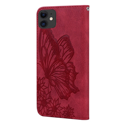 For iPhone 11 Retro Skin Feel Butterflies Embossing Horizontal Flip Leather Case with Holder & Card Slots & Wallet (Red) - iPhone 11 Cases by buy2fix | Online Shopping UK | buy2fix