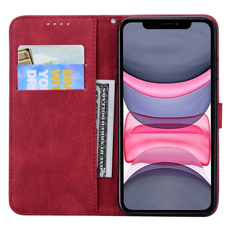 For iPhone 11 Retro Skin Feel Butterflies Embossing Horizontal Flip Leather Case with Holder & Card Slots & Wallet (Red) - iPhone 11 Cases by buy2fix | Online Shopping UK | buy2fix
