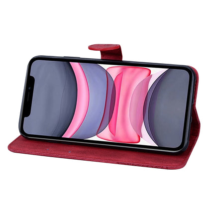 For iPhone 11 Retro Skin Feel Butterflies Embossing Horizontal Flip Leather Case with Holder & Card Slots & Wallet (Red) - iPhone 11 Cases by buy2fix | Online Shopping UK | buy2fix
