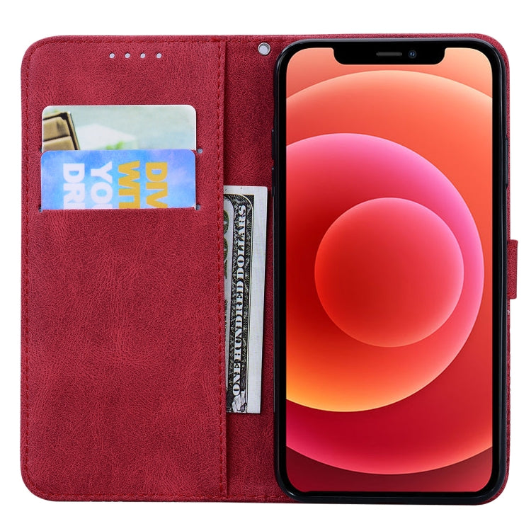 For iPhone 12 / 12 Pro Retro Skin Feel Butterflies Embossing Horizontal Flip Leather Case with Holder & Card Slots & Wallet(Red) - iPhone 12 / 12 Pro Cases by buy2fix | Online Shopping UK | buy2fix