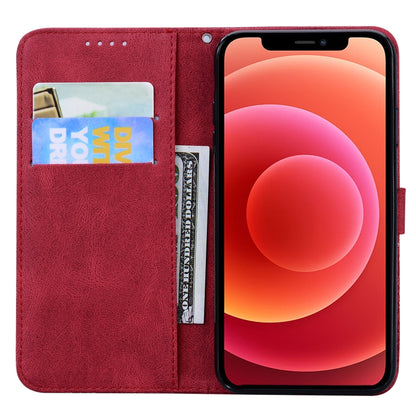 For iPhone 12 / 12 Pro Retro Skin Feel Butterflies Embossing Horizontal Flip Leather Case with Holder & Card Slots & Wallet(Red) - iPhone 12 / 12 Pro Cases by buy2fix | Online Shopping UK | buy2fix