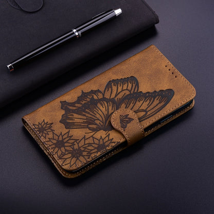 For iPhone 12 Pro Max Retro Skin Feel Butterflies Embossing Horizontal Flip Leather Case with Holder & Card Slots & Wallet(Brown) - iPhone 12 Pro Max Cases by buy2fix | Online Shopping UK | buy2fix