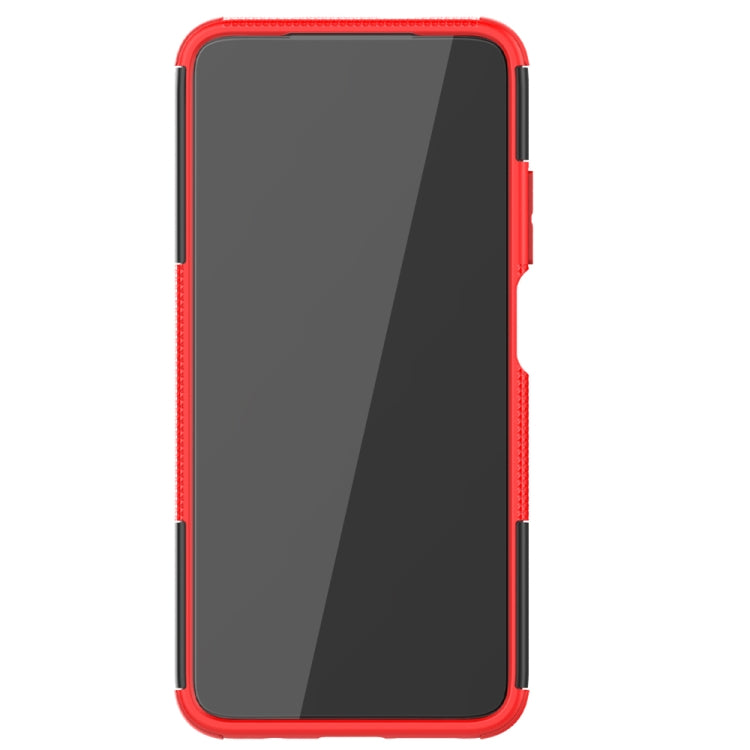 For Xiaomi Poco M3 /Redmi Note 9 4G Tire Texture Shockproof TPU+PC Protective Case with Holder(Red) - Xiaomi Cases by buy2fix | Online Shopping UK | buy2fix