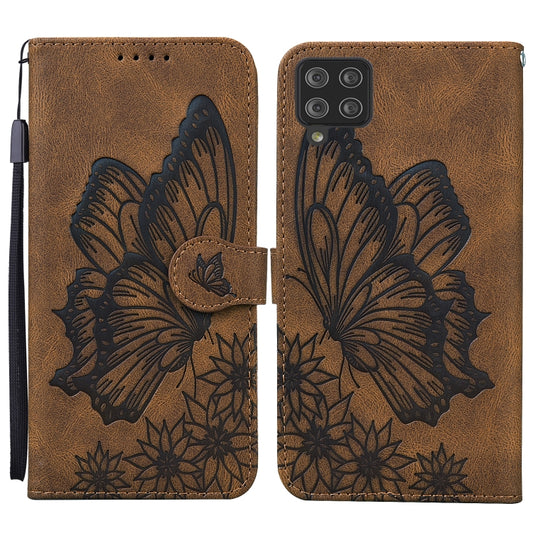 For Samsung Galaxy A12 5G Retro Skin Feel Butterflies Embossing Horizontal Flip Leather Case with Holder & Card Slots & Wallet(Brown) by buy2fix