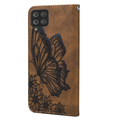 For Samsung Galaxy A12 5G Retro Skin Feel Butterflies Embossing Horizontal Flip Leather Case with Holder & Card Slots & Wallet(Brown) by buy2fix