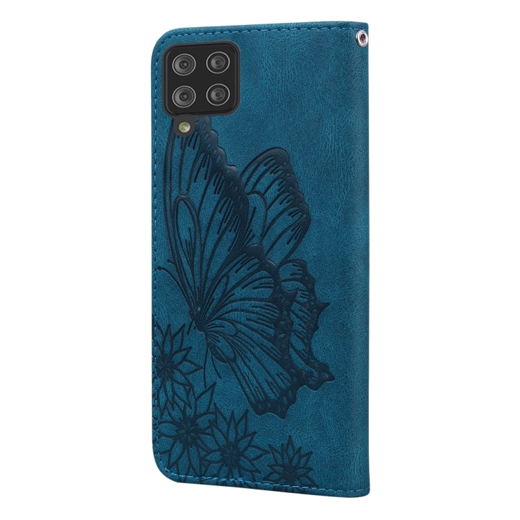 For Samsung Galaxy A12 5G Retro Skin Feel Butterflies Embossing Horizontal Flip Leather Case with Holder & Card Slots & Wallet(Blue) by buy2fix