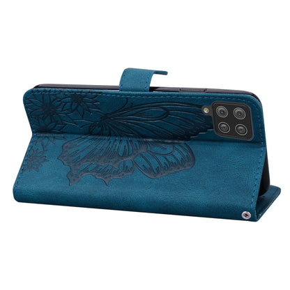 For Samsung Galaxy A12 5G Retro Skin Feel Butterflies Embossing Horizontal Flip Leather Case with Holder & Card Slots & Wallet(Blue) by buy2fix