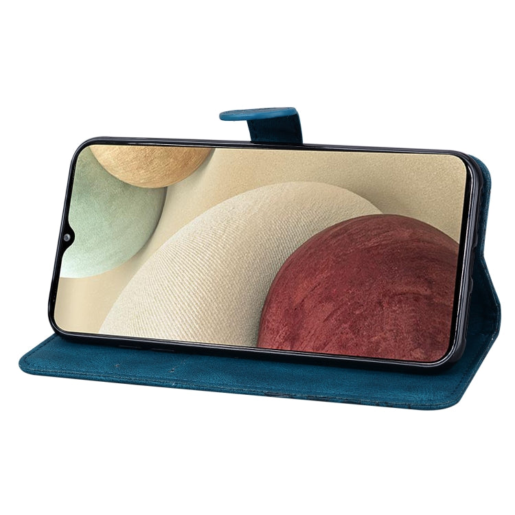 For Samsung Galaxy A12 5G Retro Skin Feel Butterflies Embossing Horizontal Flip Leather Case with Holder & Card Slots & Wallet(Blue) by buy2fix