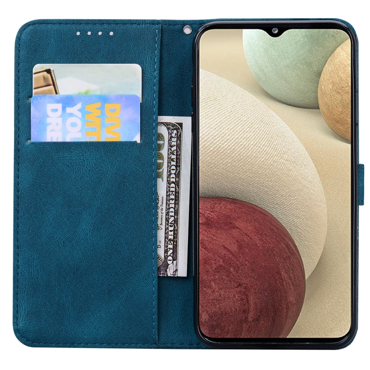 For Samsung Galaxy A12 5G Retro Skin Feel Butterflies Embossing Horizontal Flip Leather Case with Holder & Card Slots & Wallet(Blue) by buy2fix