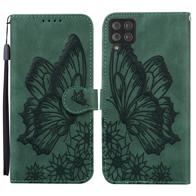 For Samsung Galaxy A12 5G Retro Skin Feel Butterflies Embossing Horizontal Flip Leather Case with Holder & Card Slots & Wallet(Green) by buy2fix