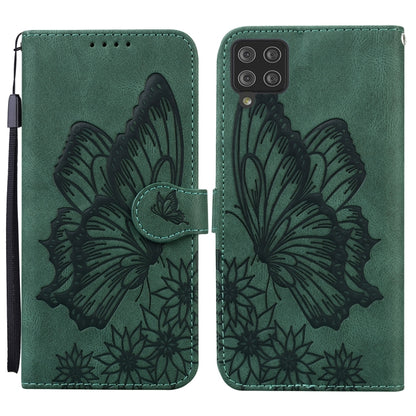 For Samsung Galaxy A12 5G Retro Skin Feel Butterflies Embossing Horizontal Flip Leather Case with Holder & Card Slots & Wallet(Green) by buy2fix