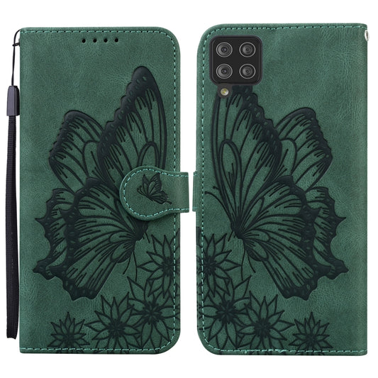 For Samsung Galaxy A12 5G Retro Skin Feel Butterflies Embossing Horizontal Flip Leather Case with Holder & Card Slots & Wallet(Green) by buy2fix
