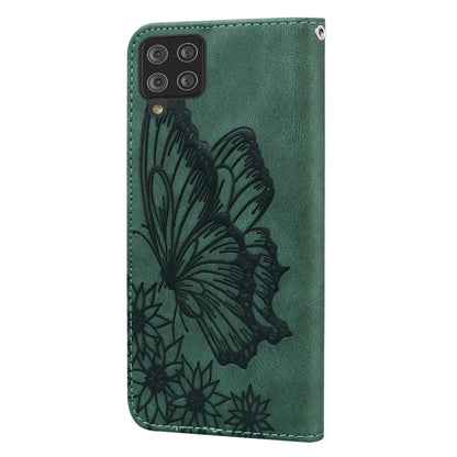 For Samsung Galaxy A12 5G Retro Skin Feel Butterflies Embossing Horizontal Flip Leather Case with Holder & Card Slots & Wallet(Green) by buy2fix