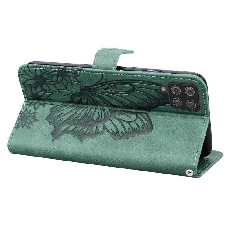 For Samsung Galaxy A12 5G Retro Skin Feel Butterflies Embossing Horizontal Flip Leather Case with Holder & Card Slots & Wallet(Green) by buy2fix