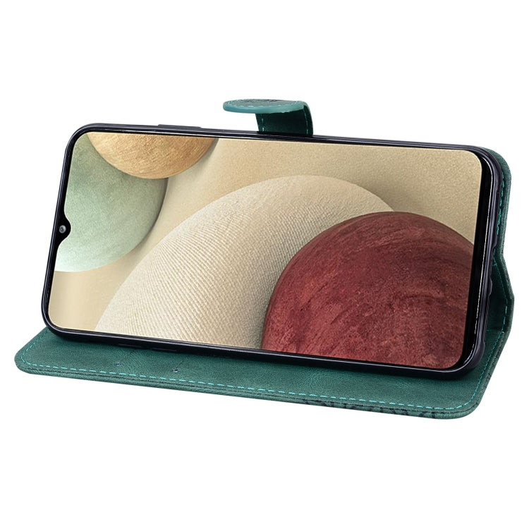 For Samsung Galaxy A12 5G Retro Skin Feel Butterflies Embossing Horizontal Flip Leather Case with Holder & Card Slots & Wallet(Green) by buy2fix