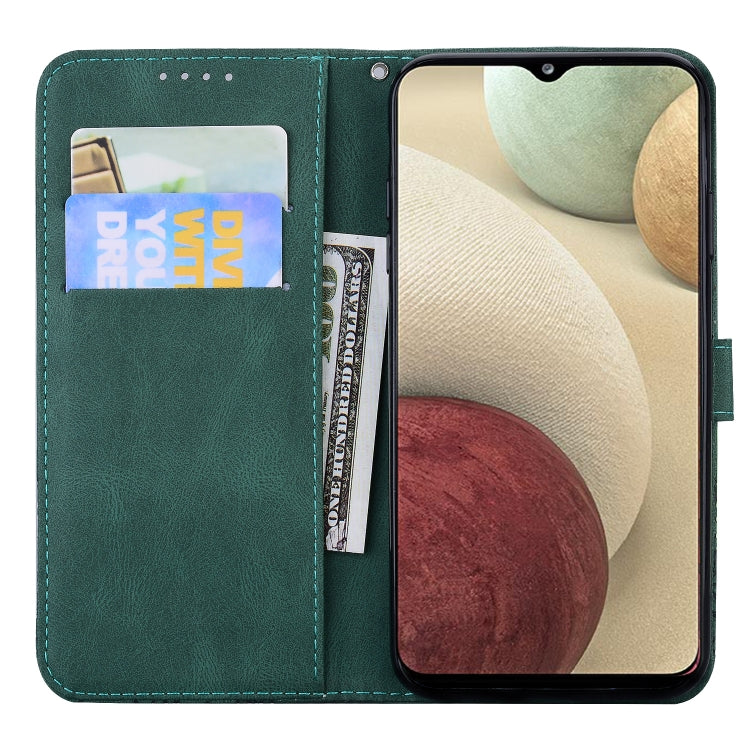 For Samsung Galaxy A12 5G Retro Skin Feel Butterflies Embossing Horizontal Flip Leather Case with Holder & Card Slots & Wallet(Green) by buy2fix