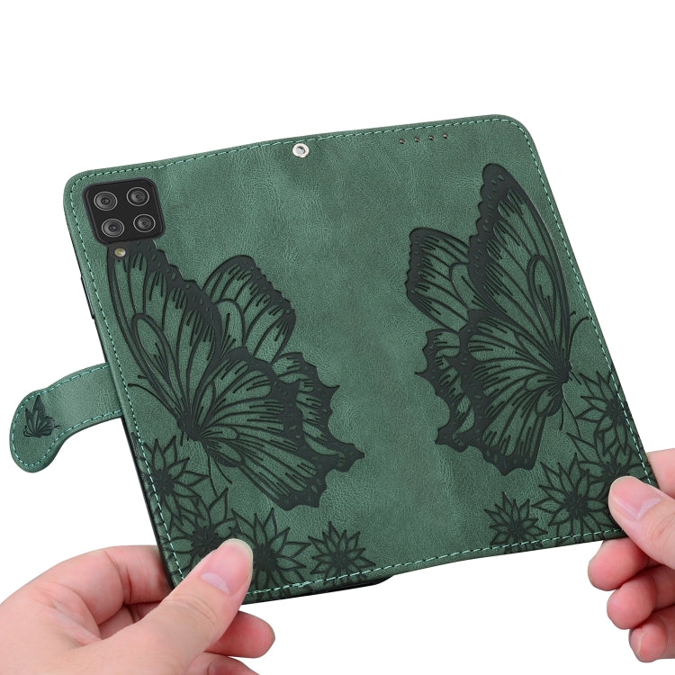 For Samsung Galaxy A12 5G Retro Skin Feel Butterflies Embossing Horizontal Flip Leather Case with Holder & Card Slots & Wallet(Green) by buy2fix