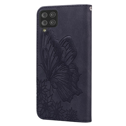 For Samsung Galaxy A12 5G Retro Skin Feel Butterflies Embossing Horizontal Flip Leather Case with Holder & Card Slots & Wallet(Black) by buy2fix