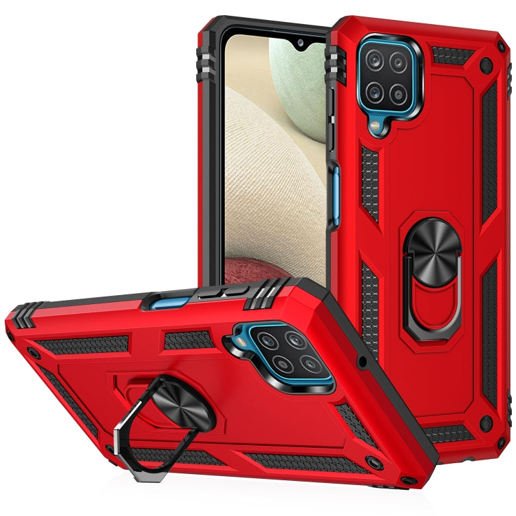 For Samsung Galaxy A12 5G Shockproof TPU + PC Protective Case with 360 Degree Rotating Holder(Red) by buy2fix