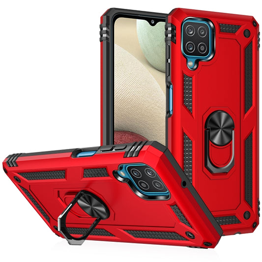 For Samsung Galaxy A12 5G Shockproof TPU + PC Protective Case with 360 Degree Rotating Holder(Red) by buy2fix