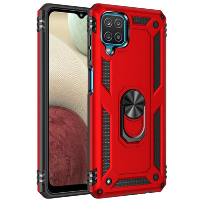 For Samsung Galaxy A12 5G Shockproof TPU + PC Protective Case with 360 Degree Rotating Holder(Red) by buy2fix