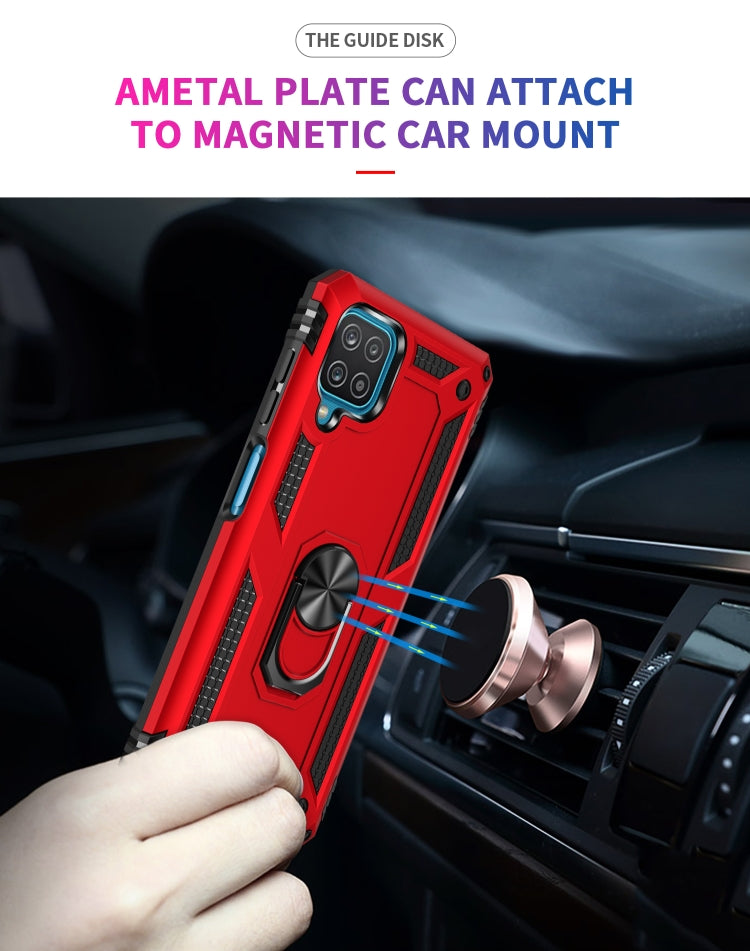 For Samsung Galaxy A12 5G Shockproof TPU + PC Protective Case with 360 Degree Rotating Holder(Red) by buy2fix