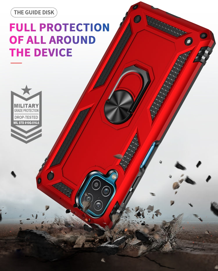 For Samsung Galaxy A12 5G Shockproof TPU + PC Protective Case with 360 Degree Rotating Holder(Red) by buy2fix