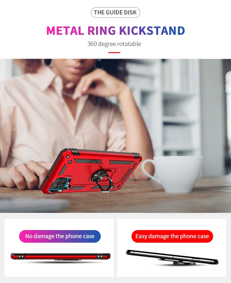 For Samsung Galaxy A12 5G Shockproof TPU + PC Protective Case with 360 Degree Rotating Holder(Red) by buy2fix