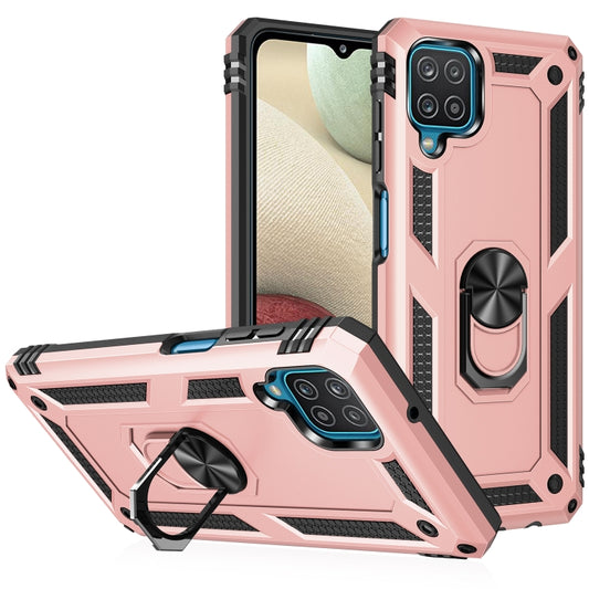 For Samsung Galaxy A12 5G Shockproof TPU + PC Protective Case with 360 Degree Rotating Holder(Rose Gold) - Galaxy Phone Cases by buy2fix | Online Shopping UK | buy2fix