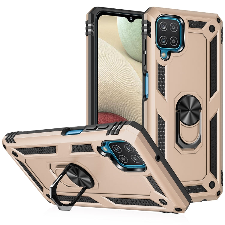 For Samsung Galaxy A12 5G Shockproof TPU + PC Protective Case with 360 Degree Rotating Holder(Gold) by buy2fix