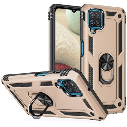 For Samsung Galaxy A12 5G Shockproof TPU + PC Protective Case with 360 Degree Rotating Holder(Gold) by buy2fix