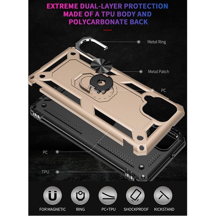 For Samsung Galaxy A12 5G Shockproof TPU + PC Protective Case with 360 Degree Rotating Holder(Gold) by buy2fix