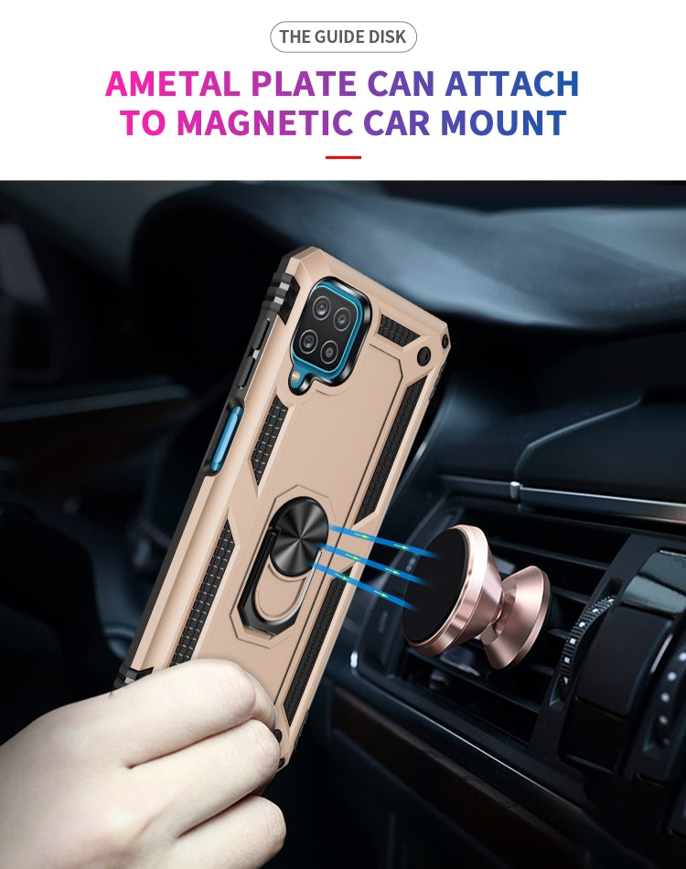 For Samsung Galaxy A12 5G Shockproof TPU + PC Protective Case with 360 Degree Rotating Holder(Gold) by buy2fix
