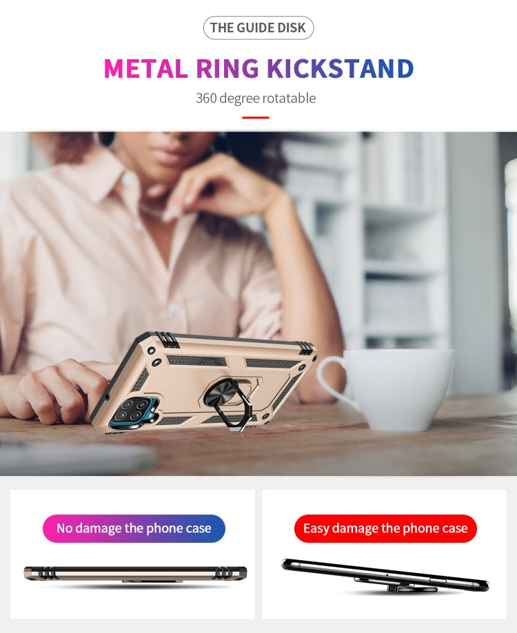 For Samsung Galaxy A12 5G Shockproof TPU + PC Protective Case with 360 Degree Rotating Holder(Gold) by buy2fix