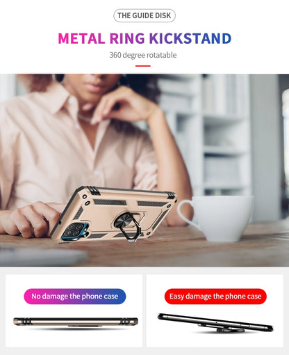 For Samsung Galaxy A12 5G Shockproof TPU + PC Protective Case with 360 Degree Rotating Holder(Gold) by buy2fix