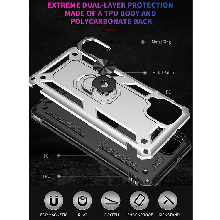 For Samsung Galaxy A12 5G Shockproof TPU + PC Protective Case with 360 Degree Rotating Holder(Silver) by buy2fix