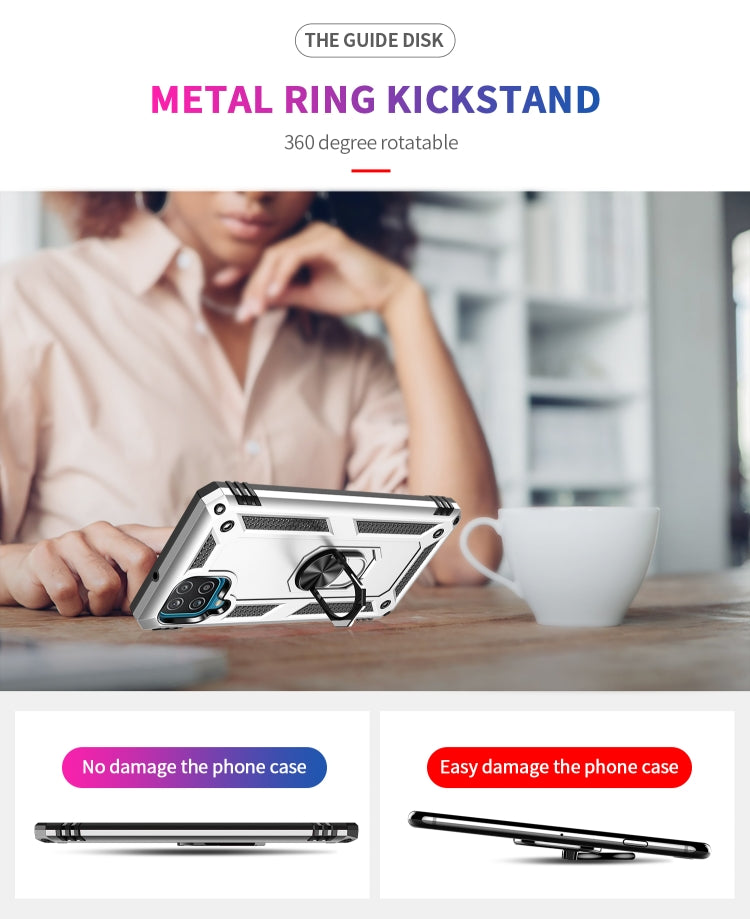 For Samsung Galaxy A12 5G Shockproof TPU + PC Protective Case with 360 Degree Rotating Holder(Silver) by buy2fix