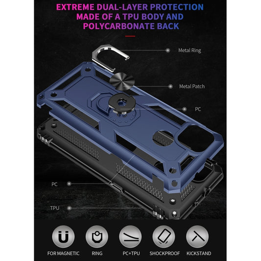 For Motorola Moto G9 Power Shockproof TPU + PC Protective Case with 360 Degree Rotating Holder(Blue) by buy2fix