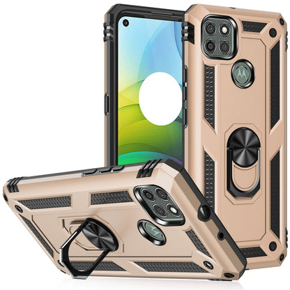 For Motorola Moto G9 Power Shockproof TPU + PC Protective Case with 360 Degree Rotating Holder(Gold) - Motorola Cases by buy2fix | Online Shopping UK | buy2fix