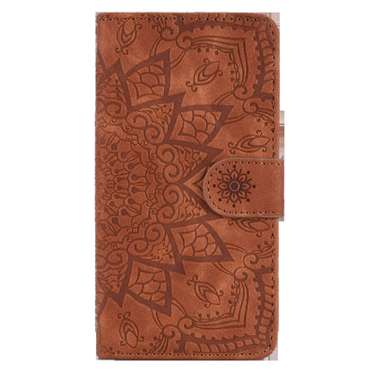 For Xiaomi Redmi Note 8 Pro Calf Pattern Mandala Double Folding Design Embossed Leather Case with Wallet & Holder & Card Slots(Brown) - Xiaomi Cases by buy2fix | Online Shopping UK | buy2fix